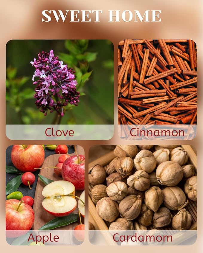 M&SENSE Home Sweety Home Scented Wooden Wick 18oz Cinnamon Apple Winter Scented Clean Natural Soy Wax Candle, 100 Hours Burn Aromatherapy Large Candle for Christmas Housewarming Bathroom Bedroom