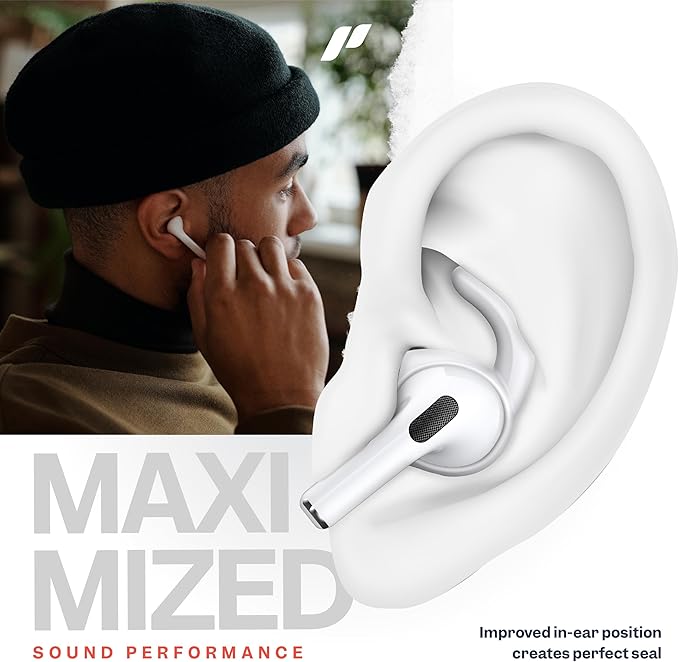 Proof Labs 3 Pairs for AirPods Pro 1st Gen Ear Hooks Covers [Added Storage Pouch] Accessories Compatible with Apple AirPods Pro Generation 1 (White)