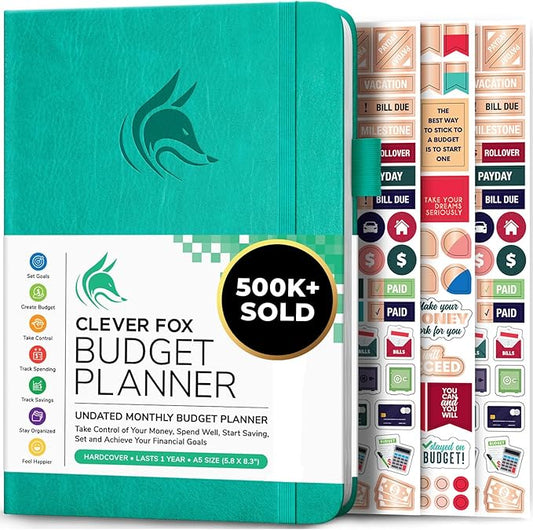 Clever Fox Budget Planner - Expense Tracker Notebook. Monthly Budgeting Organizer, Finance Logbook & Accounts Book, Bill Tracker, A5 (Aquamarine)