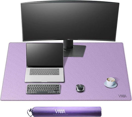 Vyaaa PU Leather Desk Mat, 40“ x 24” XXL Leather Desk Pad, Waterproof Extra Large Desk Mat, Large Mouse Pad, Desk Mats on top of Desks for Home or Office (Purple)