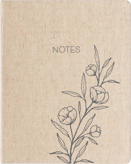 WORLD TRAVELER Eccolo Large Lined Journal Notebook, Hardbound Linen Cover, Writing Journal, 256 Ruled Cream Pages, Ribbon Bookmark, Lay Flat, Desk Size for Work or School (Floral, 8x10 inches)