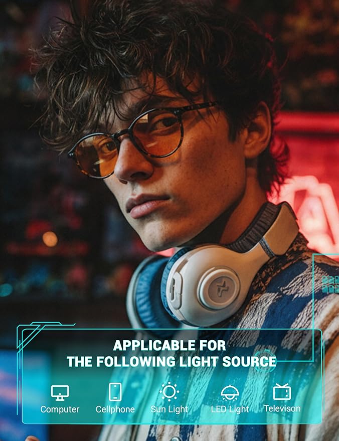 TIJN Blue Light Blocking Glasses Men Women Vintage Thick Round Rim Frame Eyeglasses