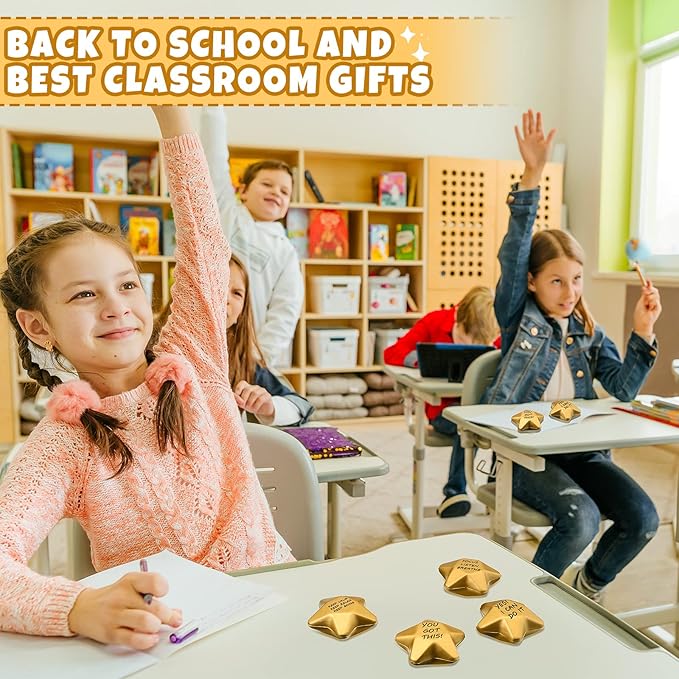 Deekin 36 Pieces Star Stress Balls Mini Foam Ball Stress Relief Toys for Teens and Adults Student Bag Fillers, Gold(Motivational,1.6 Inch)