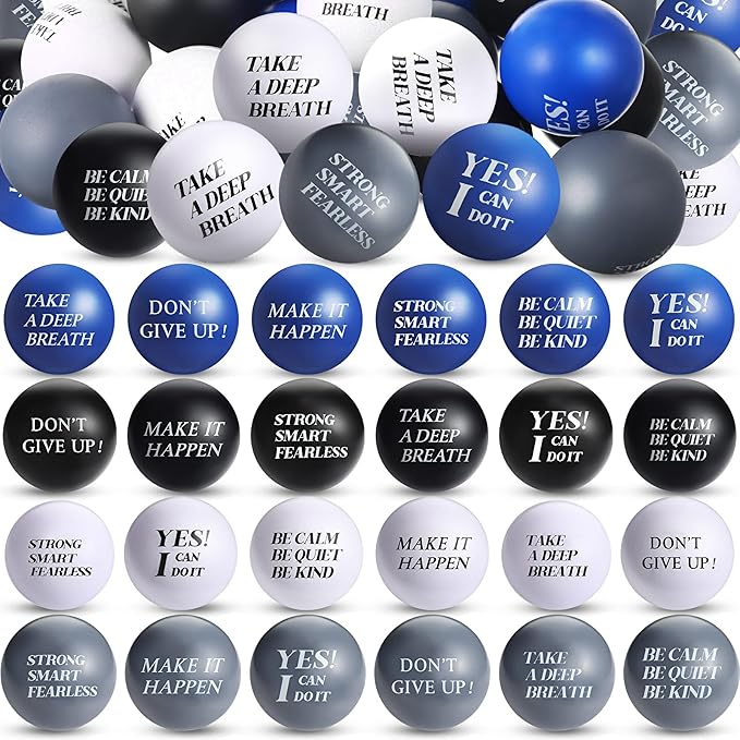 Jerify 72 Pcs Motivational Stress Balls Bulk Inspirational Stress Balls Colorful Foam for Adults Hand Exercise Small Therapy Fidget Relief Anxiety Toys for Coworkers Gifts Fidget