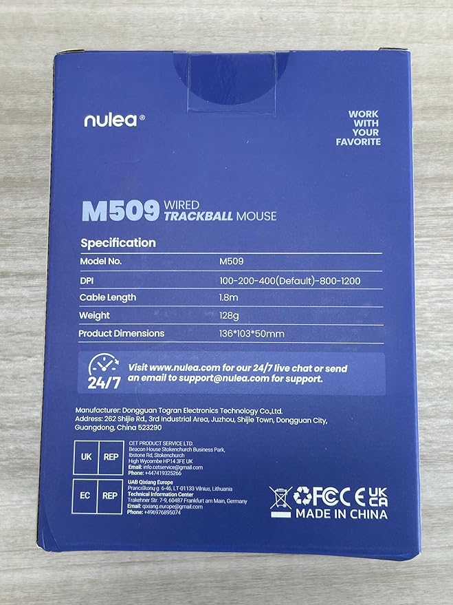 Nulea M509 Trackball Mouse Wired, Ergonomic Design, Easy Thumb Control, Precise & Smooth Tracking, 2-in-1 Interface (Type A &Type C), Compatible for PC, Laptop, Mac, Windows(Pink).