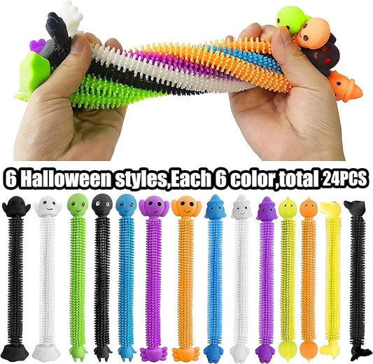 24 Pack Halloween Stretchy Strings Sensory Fidget Toys Pack Great for Kids Students Stress Relief and Anti-Anxiety Toys Assortment Halloween Party Favors (Halloween)