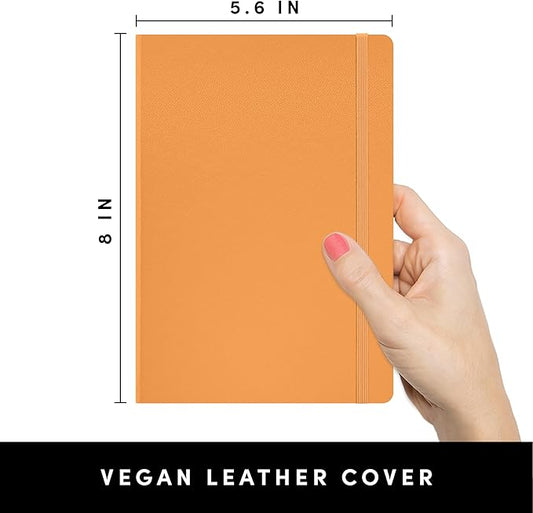 PAPERAGE Dotted Journal Notebook, (Marigold), 160 Pages, Medium 5.6 in x 8 in - 100 GSM Thick Paper – Hardcover Journaling Notebook for Work, School & Bullet Journaling