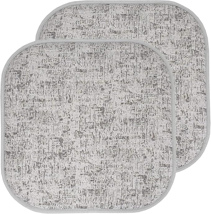 Sweet Home Collection Chair Cushion Memory Foam Pads Honeycomb Pattern Slip Non Skid Rubber Back Rounded Square 16" x 16" Seat Cover, 2 Pack, Broadway Blue/Black