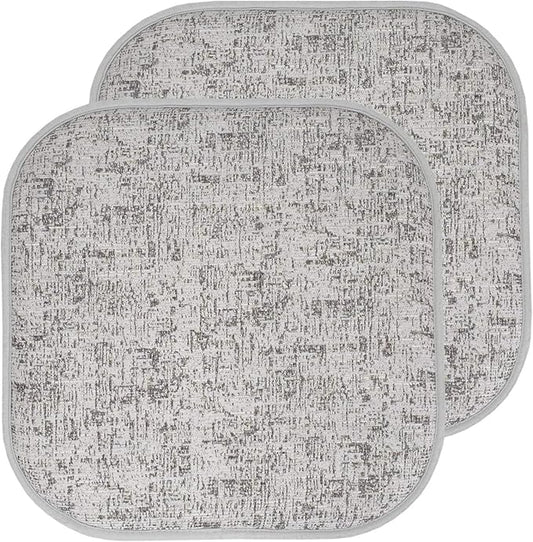 Sweet Home Collection Chair Cushion Memory Foam Pads Honeycomb Pattern Slip Non Skid Rubber Back Rounded Square 16" x 16" Seat Cover, 2 Pack, Broadway Blue/Black