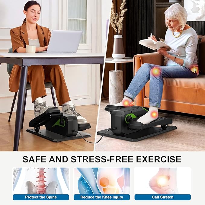 VIVURN-018 Under Desk Elliptical 5 Mode 12 Speed Low Impact Mini Electric Leg Exerciser As Seen on TV While Sitting for Seniors with Non-Slip Mat Quiet&Portable Seated Elliptical for Home and Office