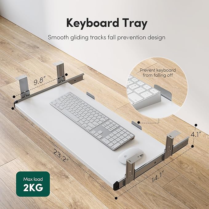 FEZIBO Standing Desk with Keyboard Tray, 60 x 24 Inch Adjustable Height Sit Stand Desk with Memory Presets for Home Office, Ergonomic Computer Workstation, White