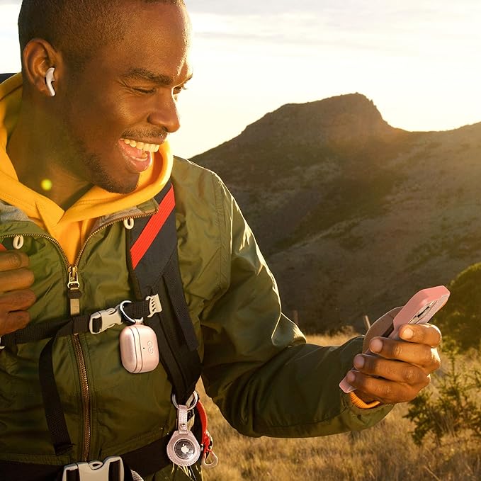 Dreem Om Case Cover with Keychain Clip Compatible with AirPods 4 for Apple AirPods 4th Generation, Vegan Leather AirPod Case for Men & Women, Luxury Earbuds Accessory for iPhone - Rose