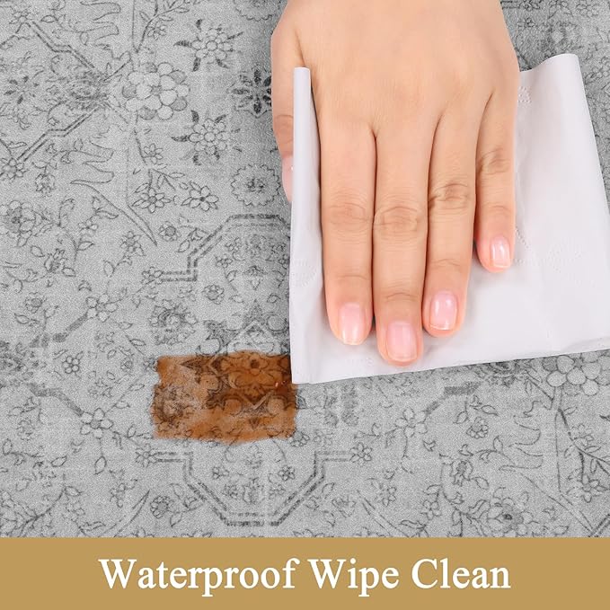 Pauwer Anti Fatigue Kitchen Mat Set of 3 Non Slip Kitchen Mats for Floor Cushioned Kitchen Rugs Comfort Standing Mat Farmhouse Waterproof PVC Foam Kitchen Floor Mat Runner, Light Grey