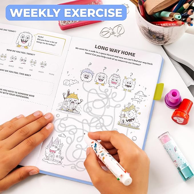 Clever Fox Kids’ Journal – Daily Feelings & Gratitude Notebook for 8+ Children – Child’s Planner & Mood Tracker for Journaling & Writing (Periwinkle)