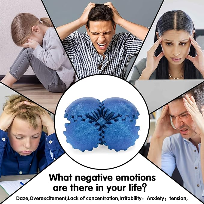 Gear Ball 3D Printed Cube Fidget Toy,Gear Sphere Fidget Toys,Sensory Toys for Stress and Anxiety Relief, Desk Toy Fidget Spinners,Stocking Stuffers for Adults & Kids Gift (Galactic Blue, 3.1 Inch)