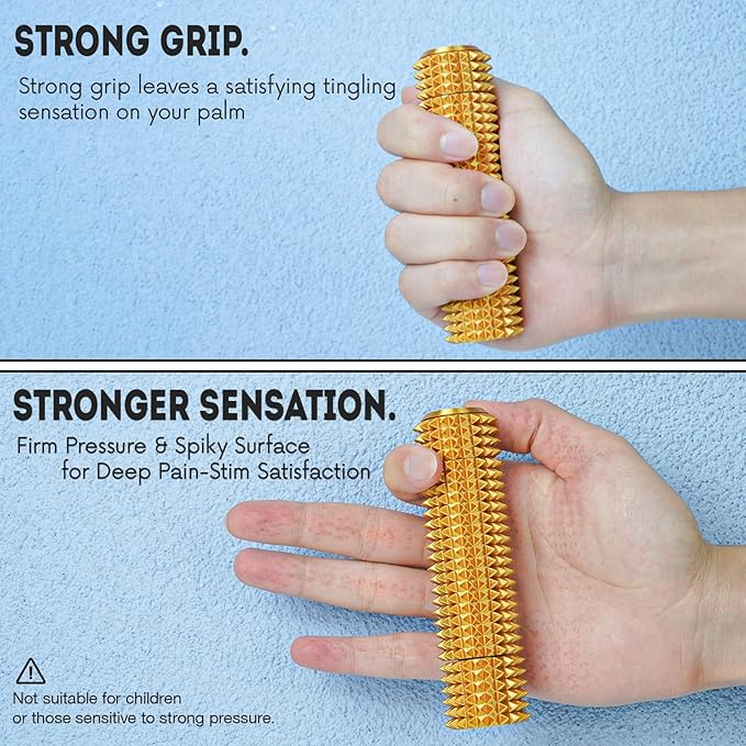 Fidget Roller Adults Teens Sensory Little Stim Gadget for Anxiety Relief Mild Ouchie,Desk Focus Tool Portable Hand Spinner Gifts Idea White Elephant Stocking Christmas(Gold,Compact Fit)