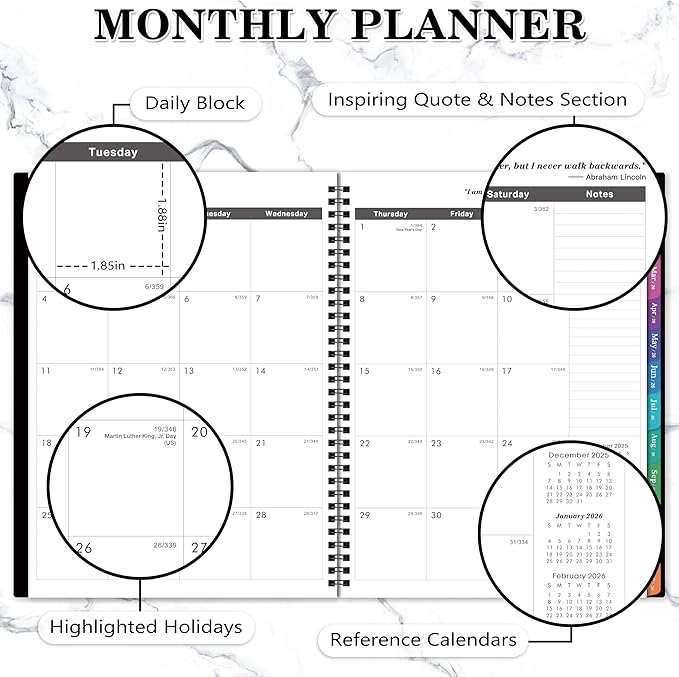 2026-2028 Monthly Planner/Calendar - 3 Year Monthly Planner 2026-2028, Jan. 2026 - Dec. 2028, 9'' x 11'', Calendar Planner with 36 Months Tabs, Double-side Pocket, Holidays, Notes Pages