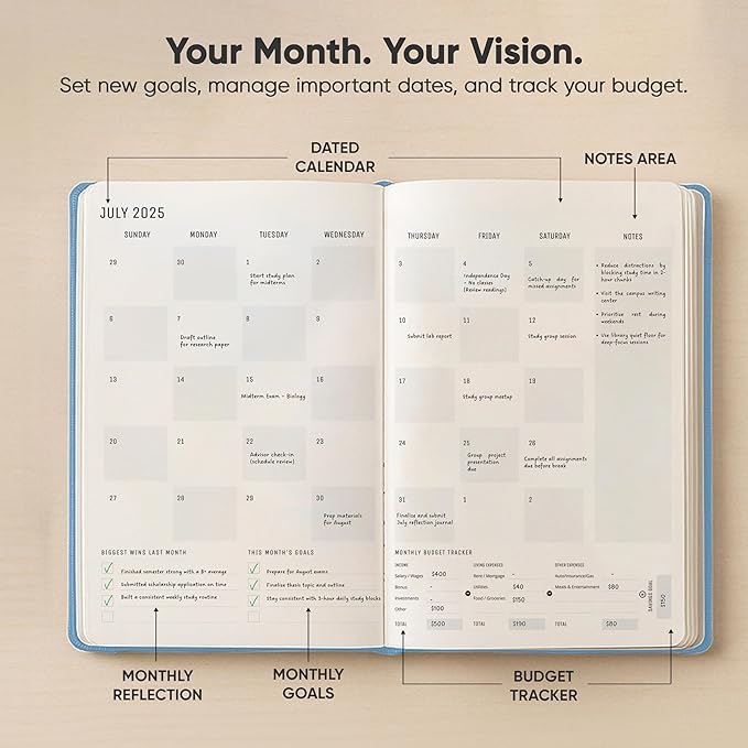 July 2025-2026 Planner 8.5 x 11 Pro Max - Dated Productivity & Academic 2025-2026 - Daily, Weekly & Monthly Planner With July Start Date - A4 - Productivity Store