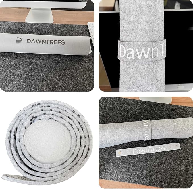 DawnTrees Felt Desk Pad,Keyboard Mat (35.8x11.8Inches),Large Felt Mouse Pad,Computer Desk Mat XL,Desk Protector for Office (Light Gray)