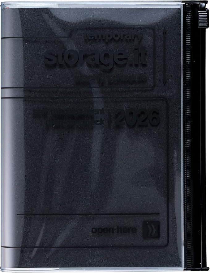 MARK'STYLE A6 Weekly Vertical Planner 16 Months (Sep. 2025 – Dec. 2026) with Soft Transparent PVC Cover,Refillable, Pocketed, for Daily Organizing & Planning (Black)
