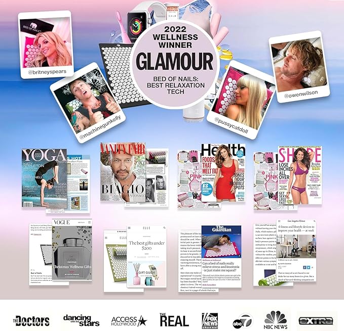 Original Comfortable Premium Eco Acupressure Mat Pillow Cushion Strap for Pain Relief, Increased Energy, Relaxation, Muscle Recovery with Tote Bag (ECO Travel)