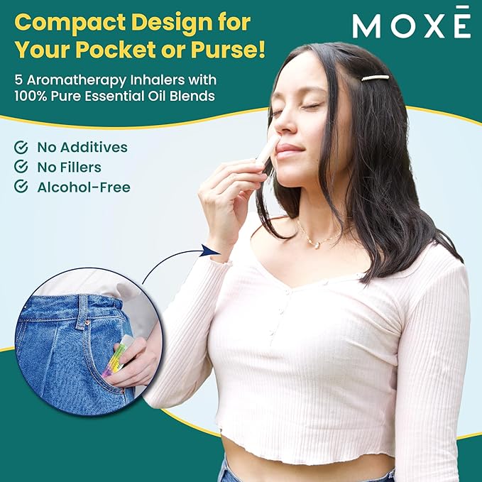 MOXĒ Nature Gift Bundle Nasal Sticks | 5 Aromatherapy Inhalers with 100% Pure Essential Oil Blends | Warming & Cooling Scents of The Natural World, Made in USA