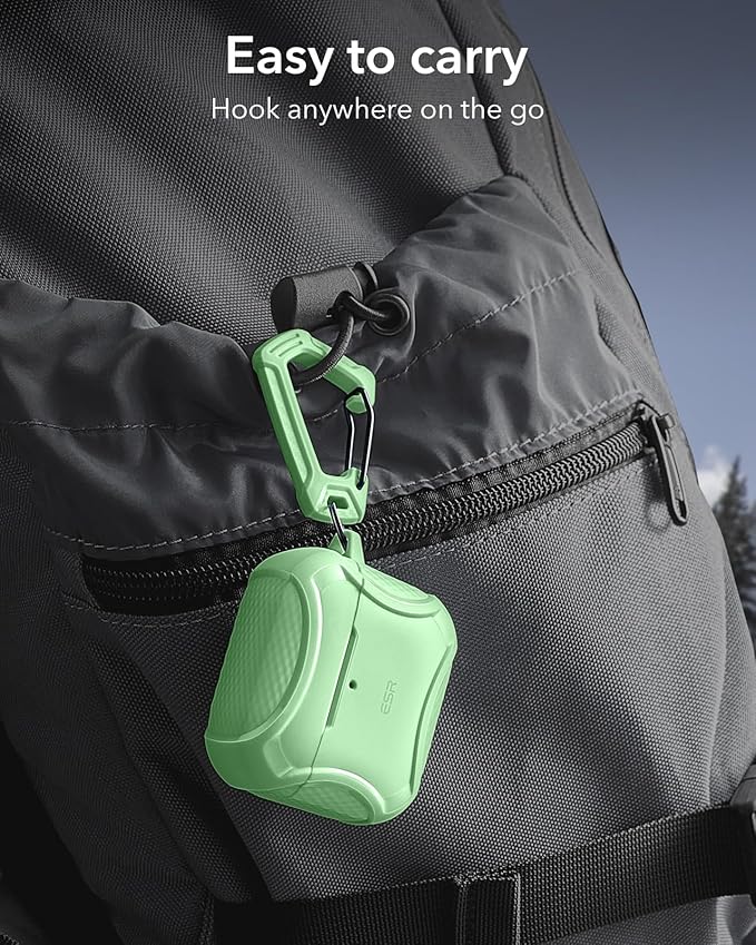 ESR for AirPods 4 Case, Compatible with AirPods 4th Generation Case (2024), Compatible with MagSafe, Powerful Drop Protection, Magnetic Lid, Cyber Series, Light Green