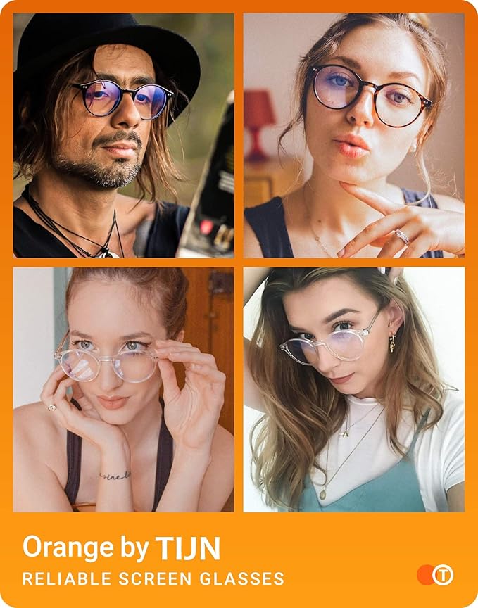 TIJN Blue Light Blocking Glasses Men Women Vintage Thick Round Rim Frame Eyeglasses