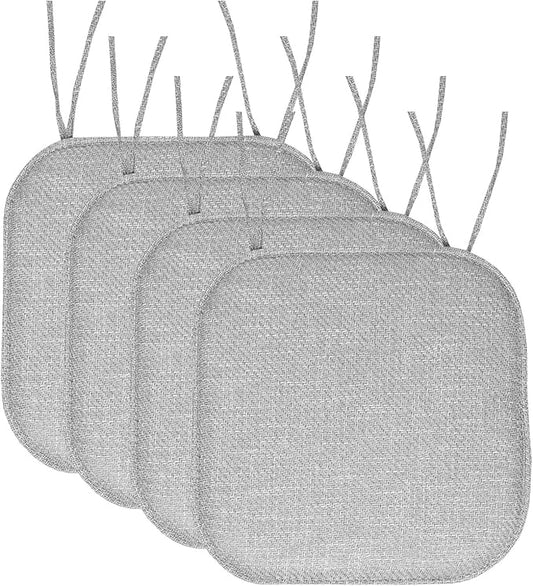 Chair Cushion Memory Foam Pads with Ties Honeycomb Pattern Slip Non Skid Rubber Back Rounded Square 16" x 16" Seat Cover