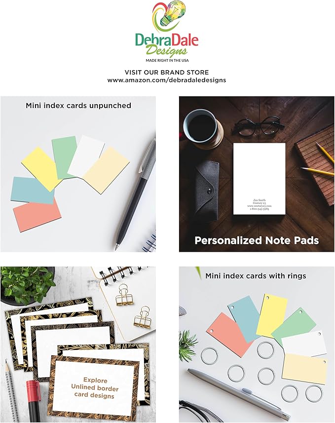 MADE IN USA – Debra Dale Designs 4x6" Customizable Memo Pads – Unruled, 50 Sheets Each – Choose 18, 36, or 54 Pads – Sustainable Office Notepads