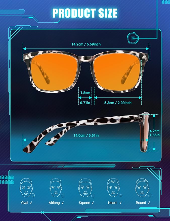TIJN Blue Light Blocking Glasses Dual AR Coatings Amber Orange Lens for Computer Gaming