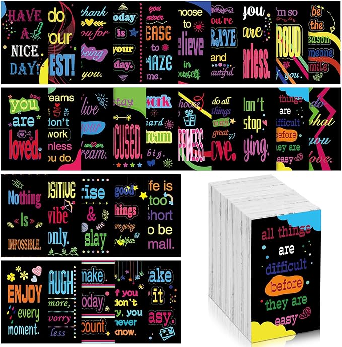 Jinei 300 Inspirational Affirmation Cards Positive Motivational Cards Small Mini Encouragement Quotes for Women Church End of the Year Teacher Gifts(Geometric Style)