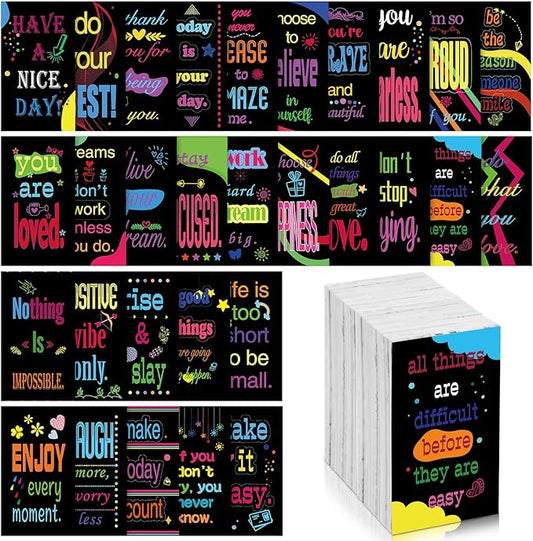 Jinei 300 Inspirational Affirmation Cards Positive Motivational Cards Small Mini Encouragement Quotes for Women Church End of the Year Teacher Gifts(Geometric Style)