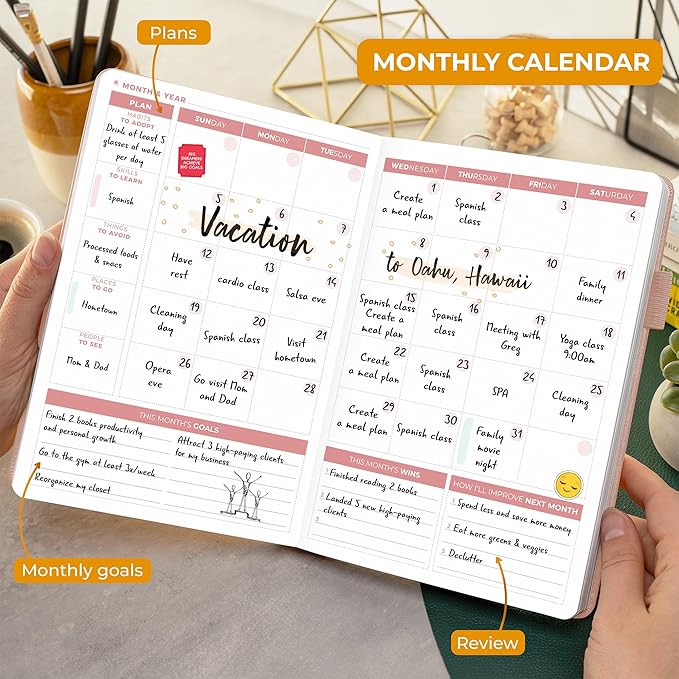 Clever Fox Daily Planner 2nd Edition – Undated Time Block Task Organizer with Hourly Schedule & to-do List – A5, 6 Months (Rose Gold)