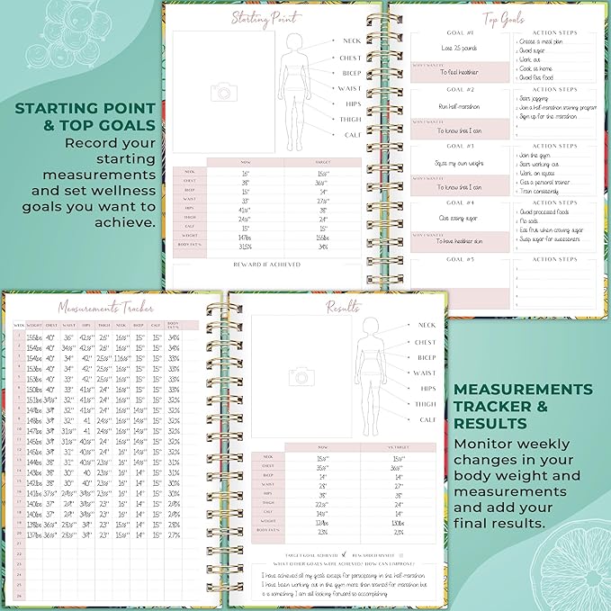 PLANBERRY Food Journal Premium – Nutrition Planner – Diet & Calorie Tracker – Meal & Exercise Diary – Weight Loss Journal (Summer Smoothie)