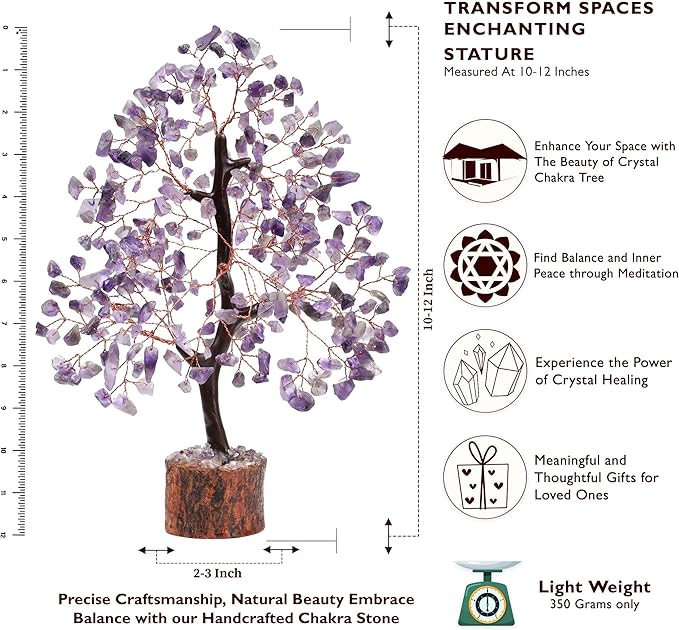 FASHIONZAADI Amethyst Crystals Tree of Life - Stones and Crystals - Bonsai Tree - Good Luck Gifts for Women - Meditation Accessories - Chakra Stones Decor