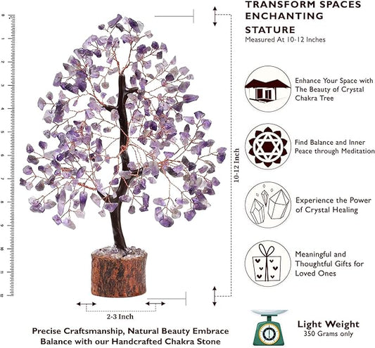 FASHIONZAADI Amethyst Crystals Tree of Life - Stones and Crystals - Bonsai Tree - Good Luck Gifts for Women - Meditation Accessories - Chakra Stones Decor