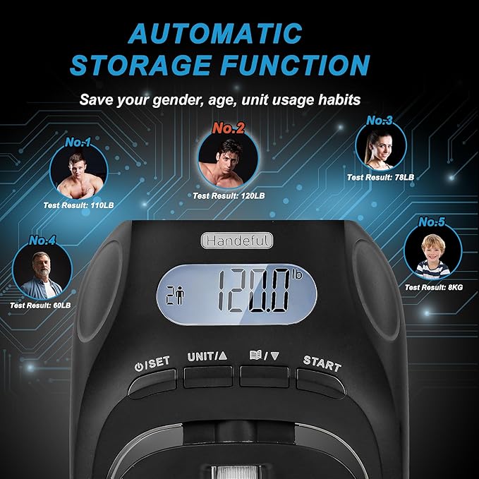 Hand Dynamometer Grip Strength Trainer - 397 Lbs / 180 Kgs Electronic Hand Grip Strength Tester Grip Strengthener Hand Exerciser Meter Digital Hand Grip Training Gauge for Sport Home School Use