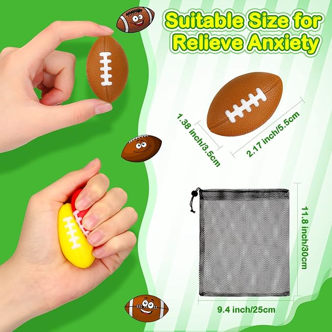 30 Pcs Mini Football Stress Ball 2.2 Inches Mini Foam Sports Ball Stress Anxiety Relief Balls Toy for Footballs Party Favors, Gift Bag Fillers, School Carnival Reward Supplies