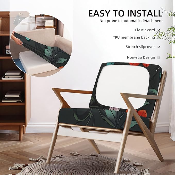 8Pcs Outdoor Cushions Covers Waterproof, Patio Cushion Covers, Stretch Cushion Covers Replacement,Cushion Slipcovers, Furniture Cushion Covers (Peony, 8PCS-Print)