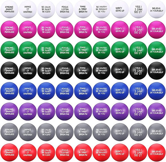 Shappy 72 Pcs Inspirational Stress Relief Balls Motivational Stress Ball Encouraging PU Bulk Stress Balls for Adults Small Therapy Fidget Relief Toys for Valentines Gifts Fidget Anxiety(Colorful)