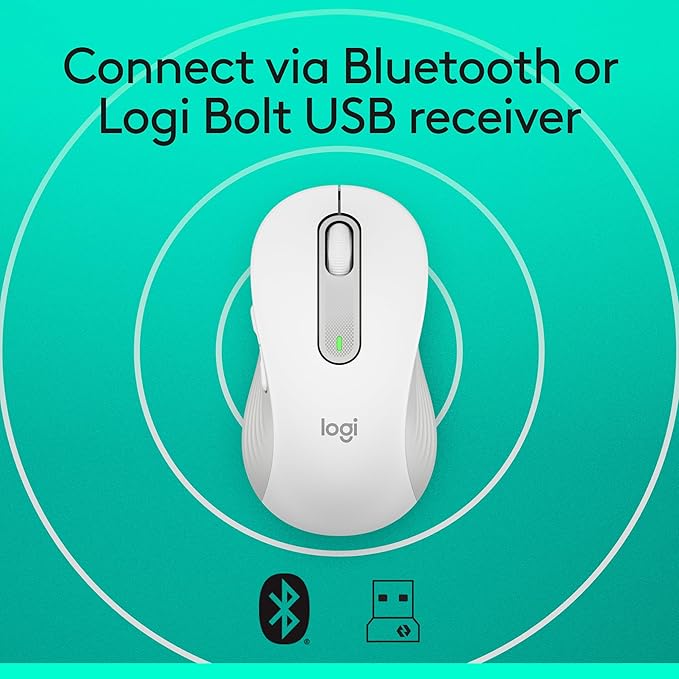 Logitech Wireless Mouse Signature M650 - Small to Medium Sized Hands, Right Handed, 2-Year Battery, Silent Clicks, Customizable Buttons, Bluetooth, PC/Mac?Chromebook - Off White