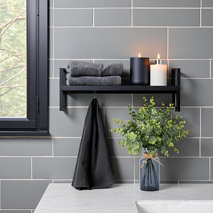 Leftover 8 PCS Faux Eucalyptus Stems in Black Glass Vase,Fake Plants Greenery Stems for Centerpiece Table Decorations,Fake Plants for Black Bathroom Decor(Sage Green)