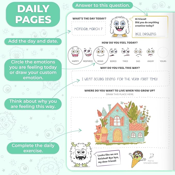 Clever Fox Kids’ Journal – Daily Feelings & Gratitude Notebook for 8+ Children – Child’s Planner & Mood Tracker for Journaling & Writing (Mint Green)