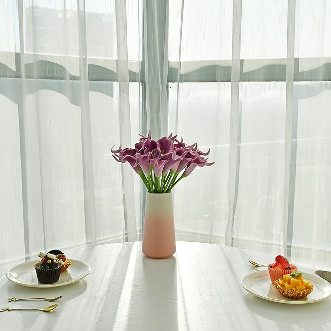 Mandy's PU Light Purple Calla Lily Artificial Flowers 20 Stems 13.5in Faux Realistic Centerpiece DIY Bridal Bouquet Home Décor