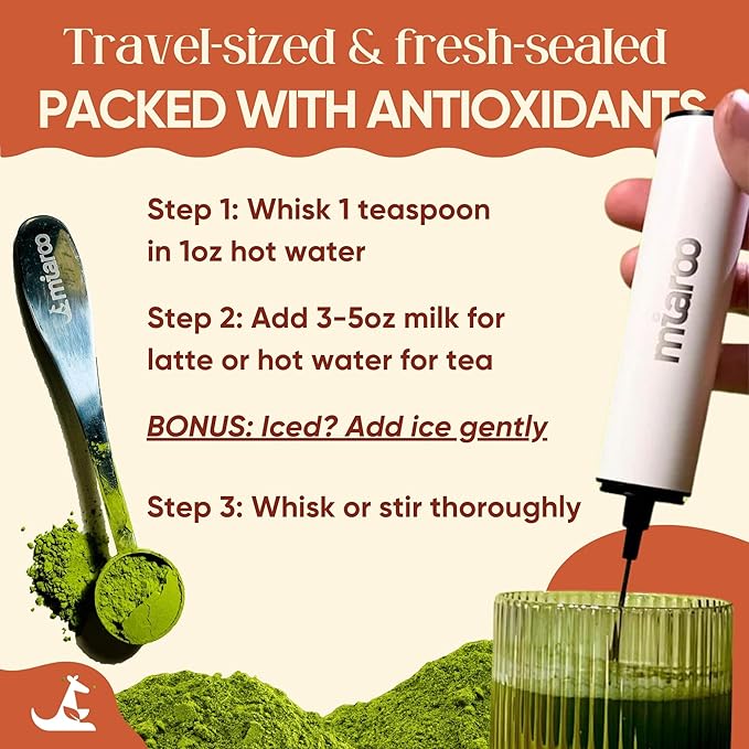 Spicy Ginger Shot with Matcha & Turmeric | Superfood Blend for Gut Health, Immune Support, Detox, Natural Energy & Metabolism | 50g, 25 Servings, 20mg Caffeine, Zero Calories | Miaroo Matcha