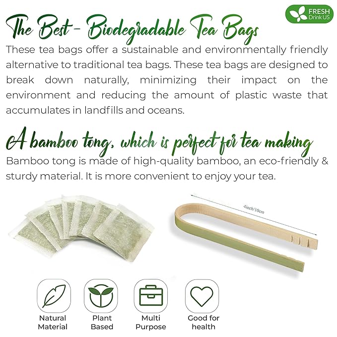 FreshDrinkUS, Premium 75 Horsetail Leaf Tea Bags, 100% Natural & Pure from Horsetail Loose Leaves Herbal Tea. Made with Natural Material Tea Bags. No Sugar, No Caffeine, No Gluten, Vegan.