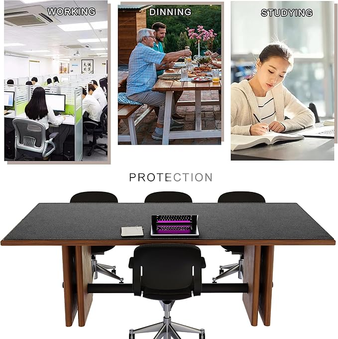 MAIDERN Cork & Leather Desk Mat – 86.6"x40" Large Office Desk Blotter Pad – Waterproof Surface Desk Blotter Pad (Black)