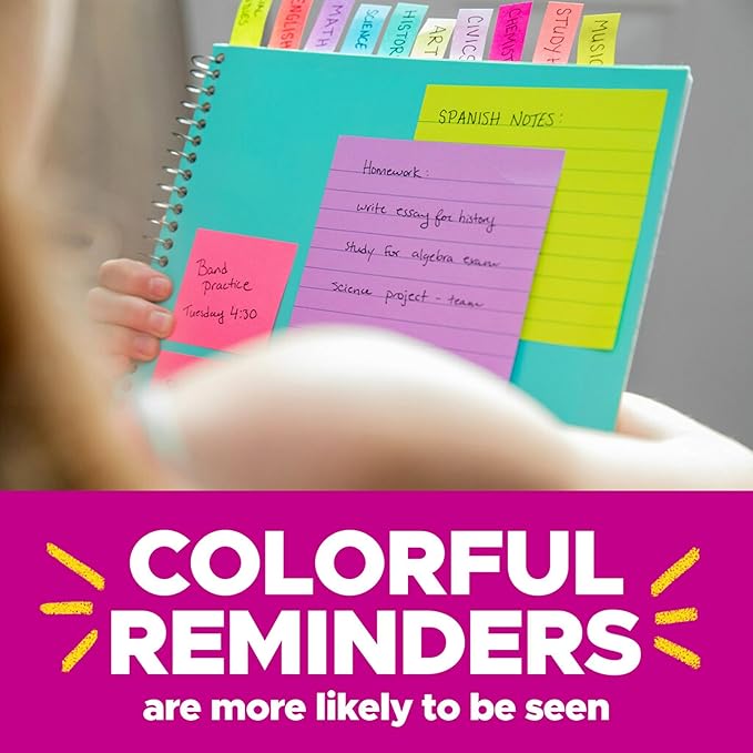 Post-it Super Sticky Notes, 24 Sticky Note Pads, 3 x 3 in., School Supplies, Office Products, 2X The Sticking Power, Supernova Neons Collection