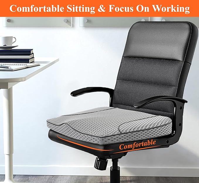 kingphenix Premium Car Seat Cushion, Memory Foam Driver Seat Cushion to Improve Driving View- Coccyx & Lower Back Pain Relief - Seat Cushion for Car, Truck, Office Chair (4D Mesh Gray)